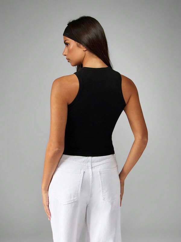 Missguided Missguided X Playboy High Neck Crop Tank With Logo Print