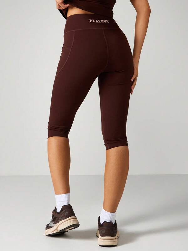 Missguided Missguided X Playboy High-Rise Capri Leggings With Athletic Fit