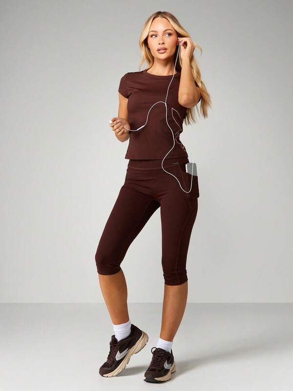 Missguided Missguided X Playboy High-Rise Capri Leggings With Athletic Fit