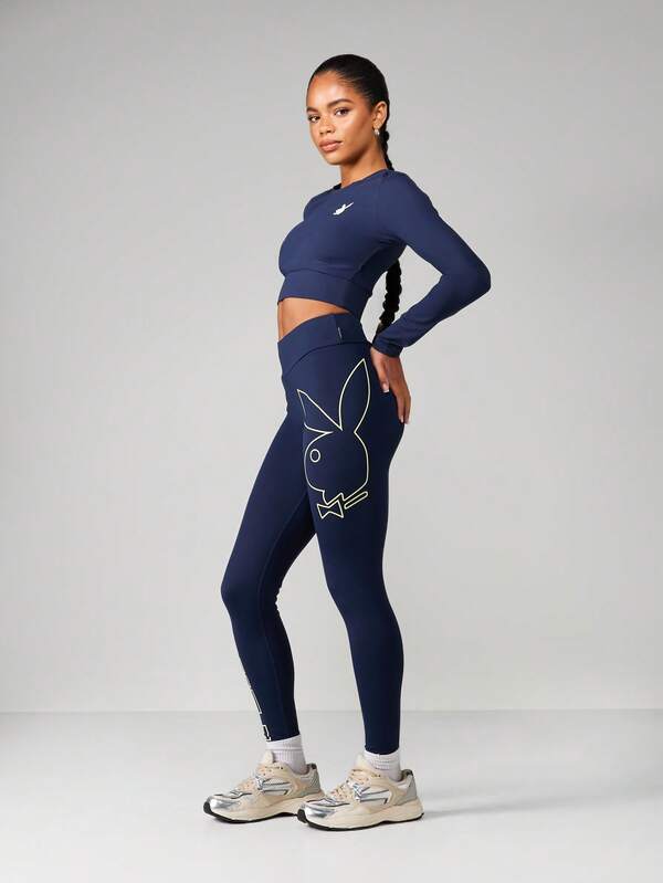 Missguided Missguided X Playboy High Rise Leggings With Logo