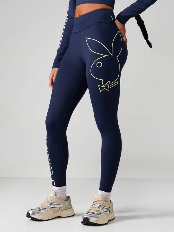 missguided Missguided x Playboy High Rise Leggings With Logo