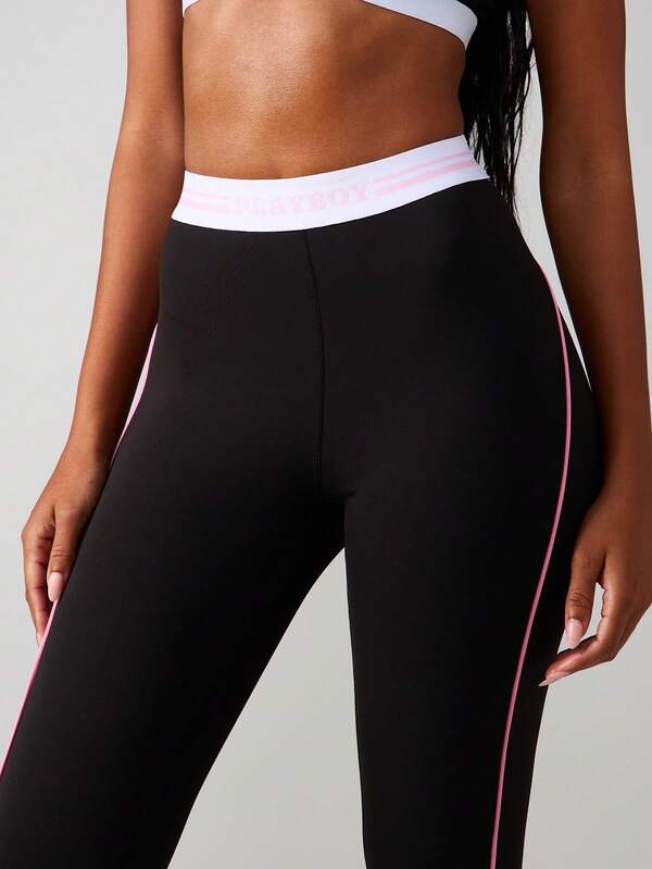 Missguided Missguided X Playboy High Rise Leggings With Side Stripe