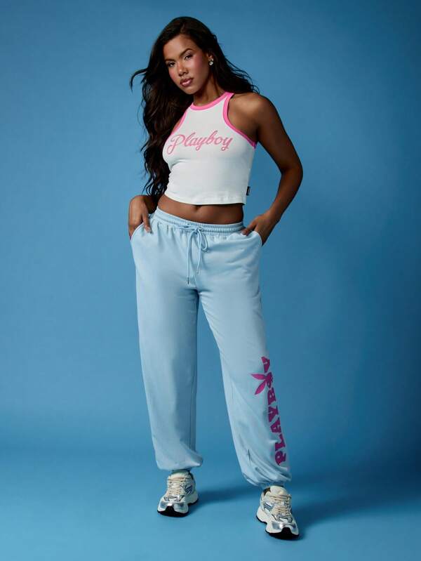 missguided Missguided x Playboy High Waist Drawstring Athleisure Jogger Sweatpants