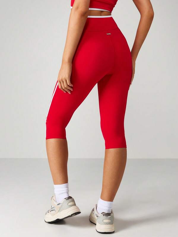 Missguided Missguided X Playboy High Waisted Capri Leggings With Contrast Trim