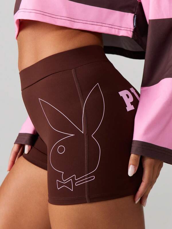 Missguided Missguided X Playboy High Waisted Cycling Shorts With Logo Print