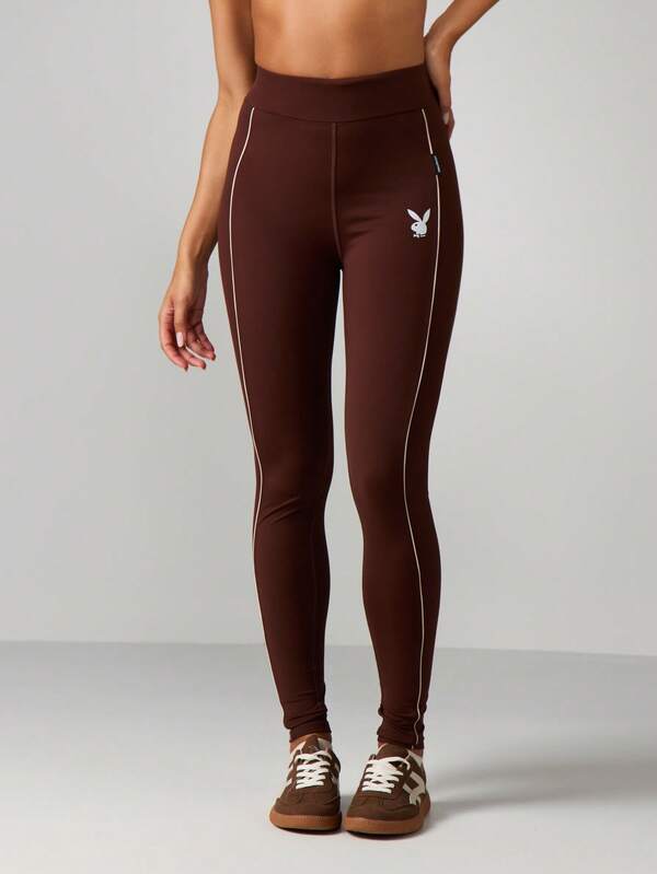 missguided Missguided x Playboy High Waisted Leggings With Contrast Piping