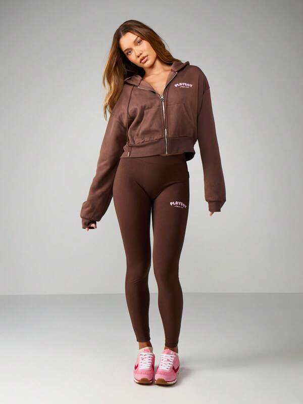 Missguided Missguided X Playboy High Waisted Leggings With Logo Print