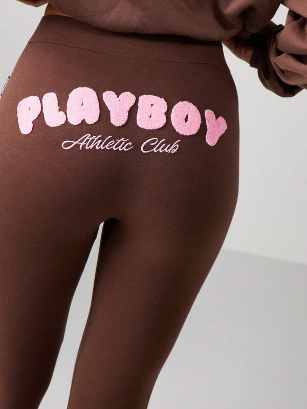 Missguided Missguided X Playboy High Waisted Leggings With Logo Print