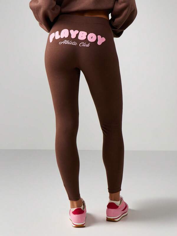 missguided Missguided x Playboy High Waisted Leggings With Logo Print