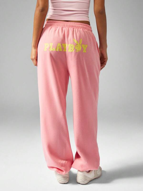 missguided Missguided x Playboy High Waisted Loose Wide Leg Everyday Comfort Sweatpants