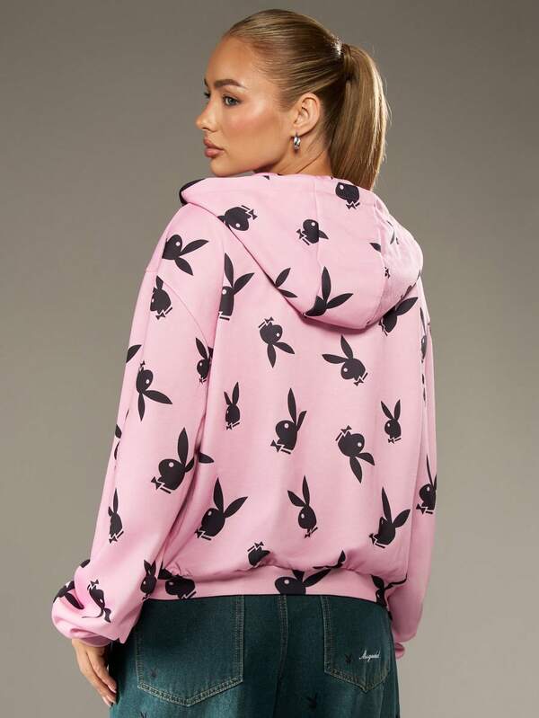 Missguided Missguided X Playboy Hooded Sweatshirt With Print
