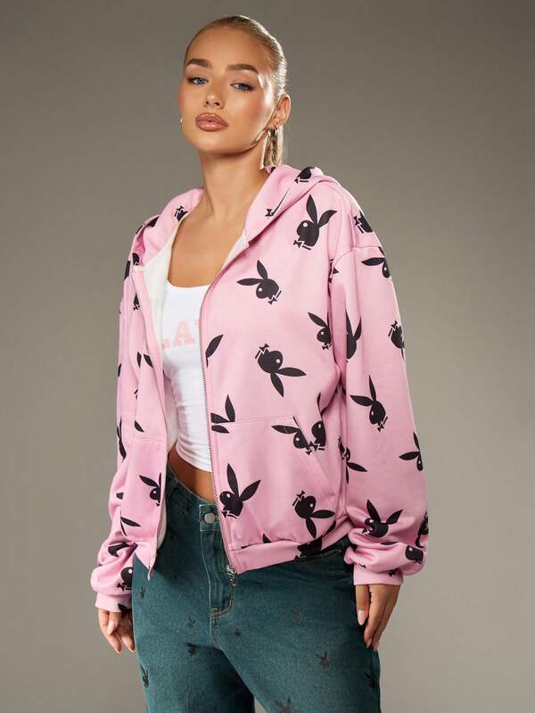Missguided Missguided X Playboy Hooded Sweatshirt With Print