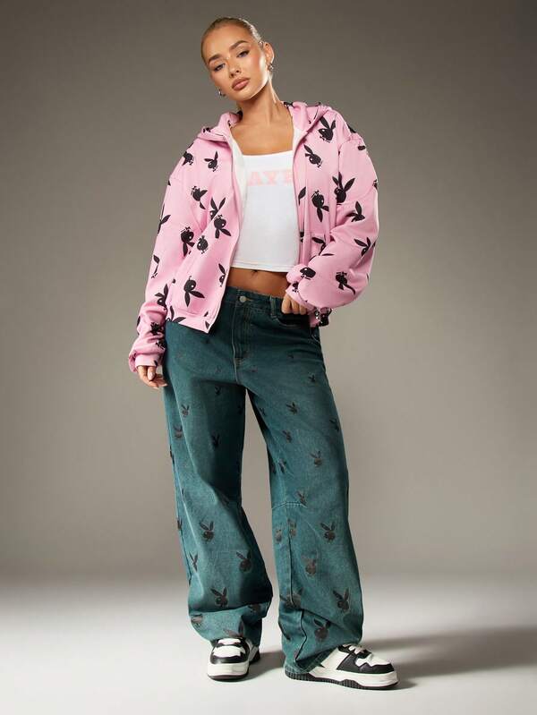 Missguided Missguided X Playboy Hooded Sweatshirt With Print