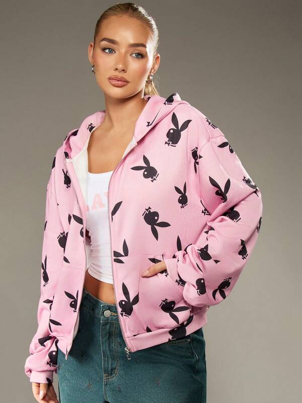 missguided Missguided x Playboy Hooded Sweatshirt With Print