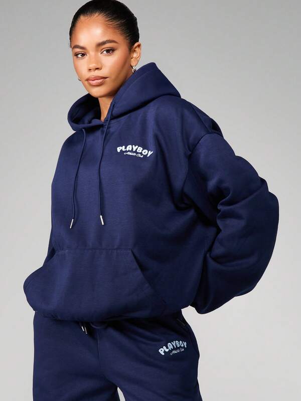 Missguided Missguided X Playboy Hoodie With Athletic Club Print