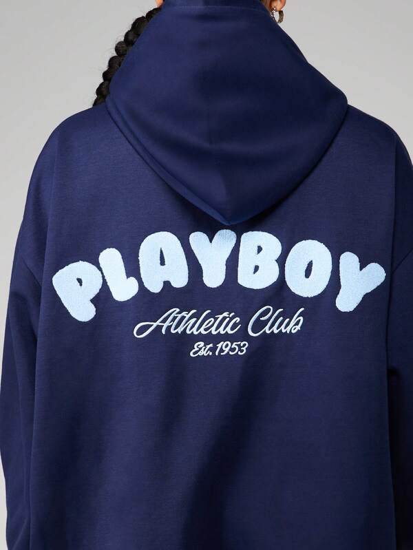 Missguided Missguided X Playboy Hoodie With Athletic Club Print