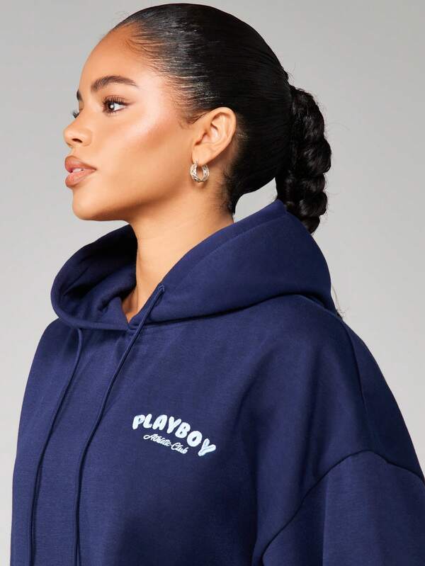Missguided Missguided X Playboy Hoodie With Athletic Club Print