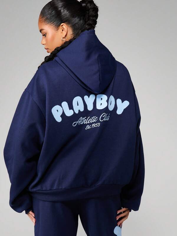 missguided Missguided x Playboy Hoodie With Athletic Club Print