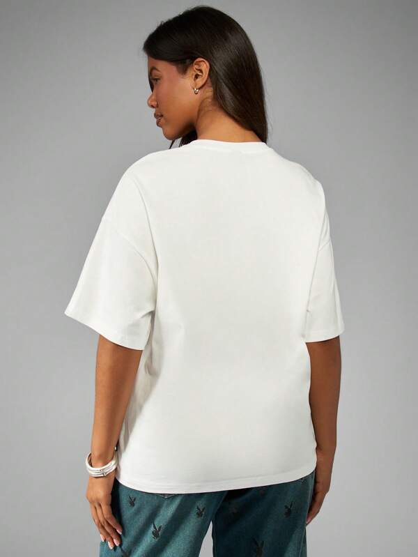 Missguided Missguided X Playboy Iconic Oversized Basic T-Shirt With Emblem