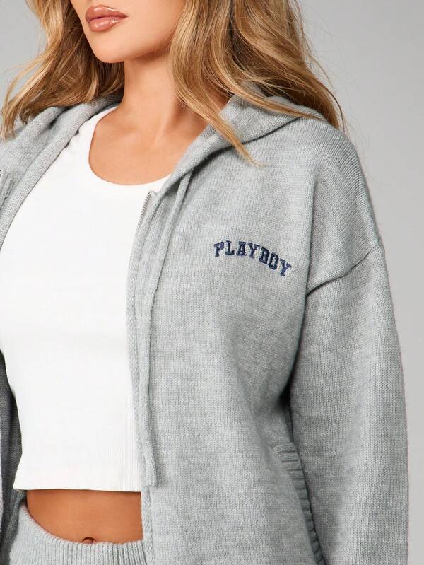 Missguided Missguided X Playboy Knitted Cardigan With Wide Leg Pants Set