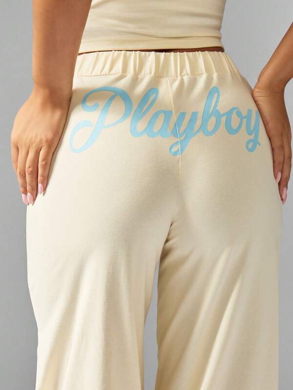 Missguided Missguided X Playboy Lace Trim Cami And Wide Leg Pajama Set With Bow Detail