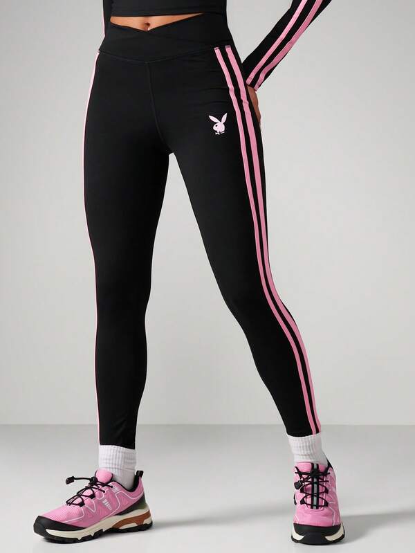 Missguided Missguided X Playboy Leggings With Side Stripe Detail