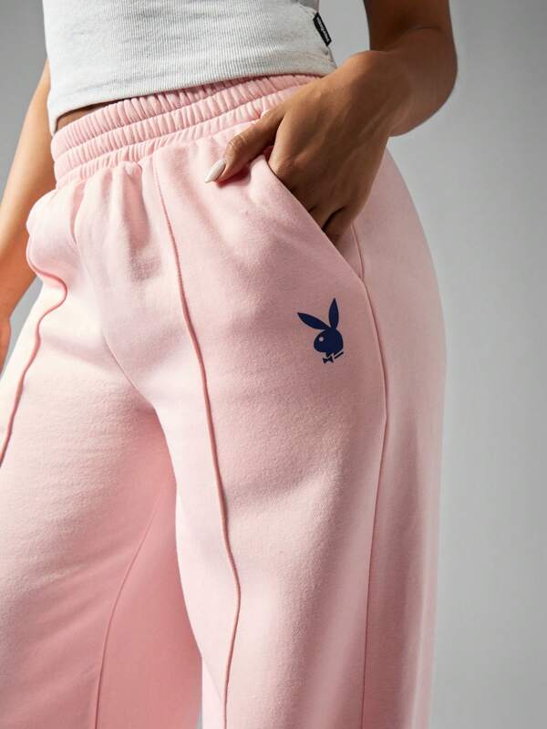 Missguided Missguided X Playboy Leisure Wide Leg Comfy Sweatpants With Pockets