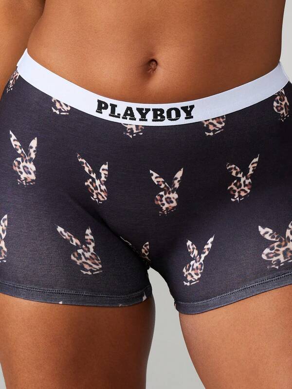 Missguided Missguided X Playboy Leopard Print Bralette And Shorts Set
