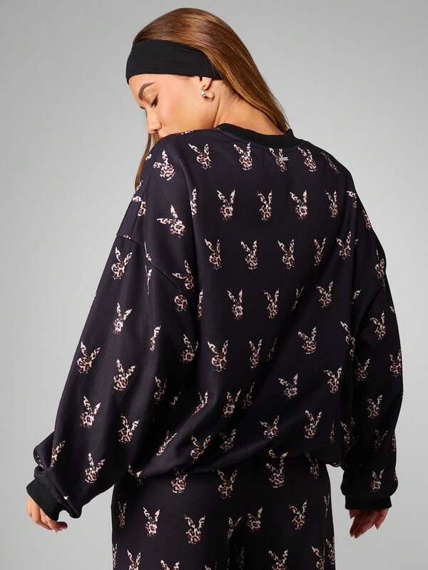 Missguided Missguided X Playboy Leopard Print Bunny Head Crew Neck Sweatshirt