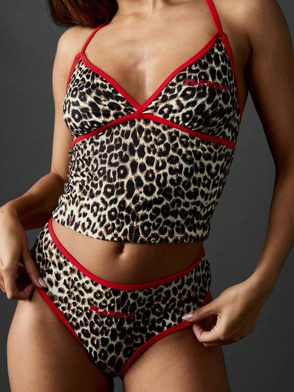 Missguided Missguided X Playboy Leopard Print Cami Top With Matching Thong