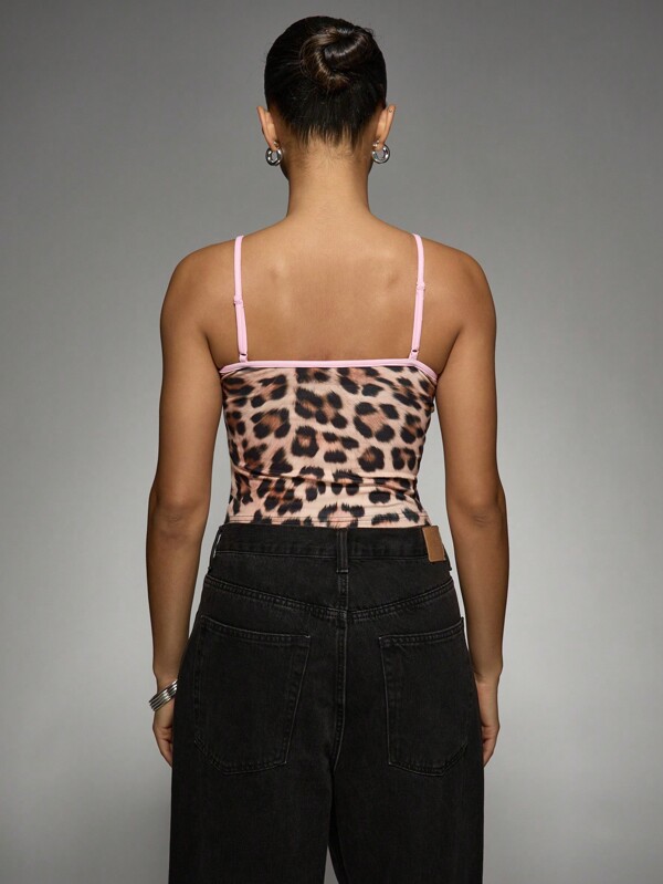 Missguided Missguided X Playboy Leopard Print Cami Top With Pink Trim