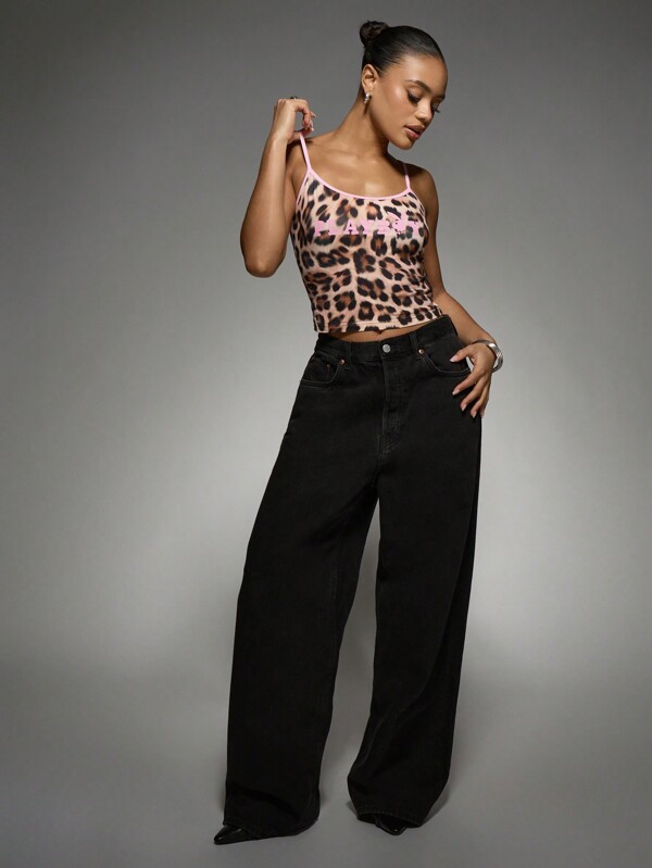 Missguided Missguided X Playboy Leopard Print Cami Top With Pink Trim