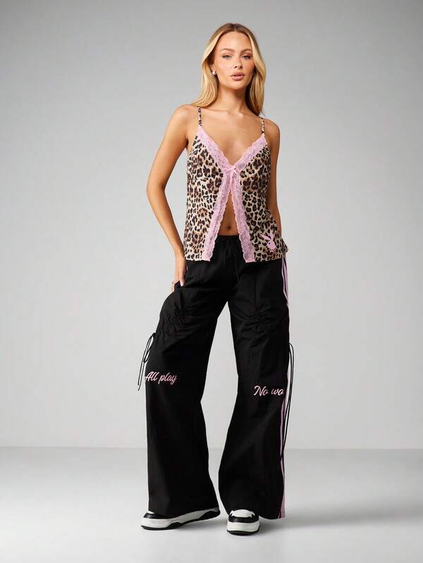 Missguided Missguided X Playboy Leopard Print Cami With Lace Trim