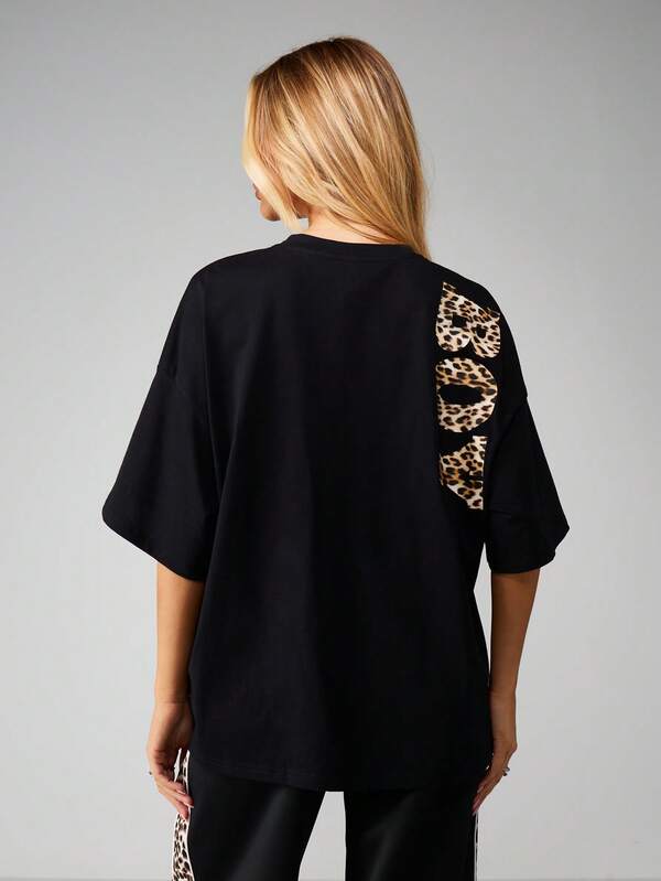 Missguided Missguided X Playboy Leopard Print Graphic Oversized T-Shirt