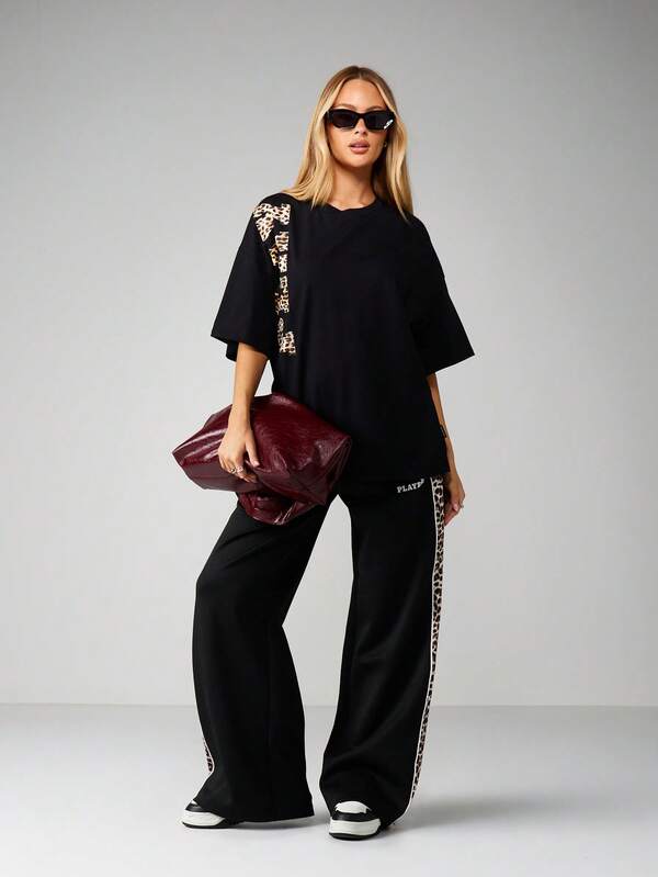 Missguided Missguided X Playboy Leopard Print Graphic Oversized T-Shirt