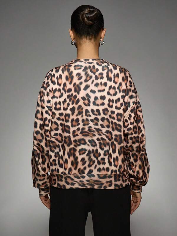 Missguided Missguided X Playboy Leopard Print Oversized Streetwear Sweatshirt