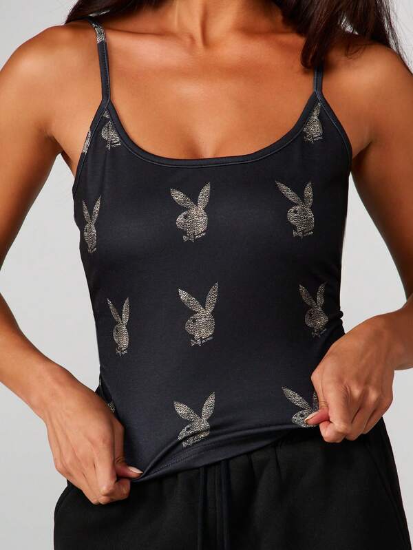 missguided Missguided x Playboy Leopard Print Scoop Neck Cami