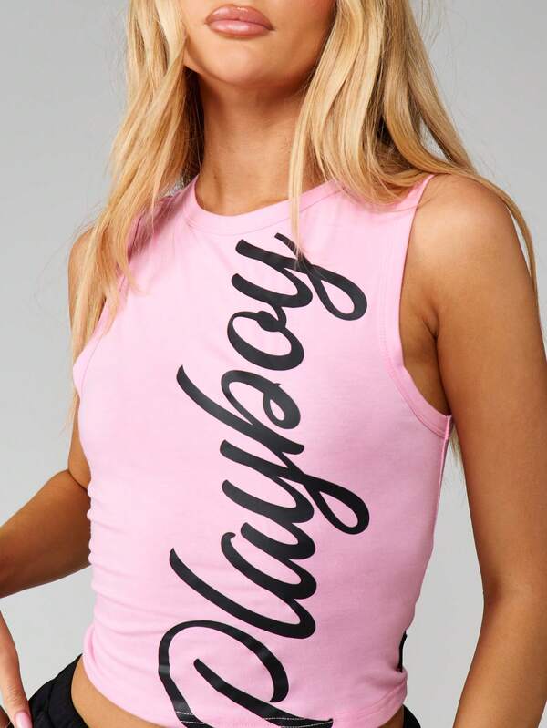Missguided Missguided X Playboy Letter Print Sleeveless Tank Top