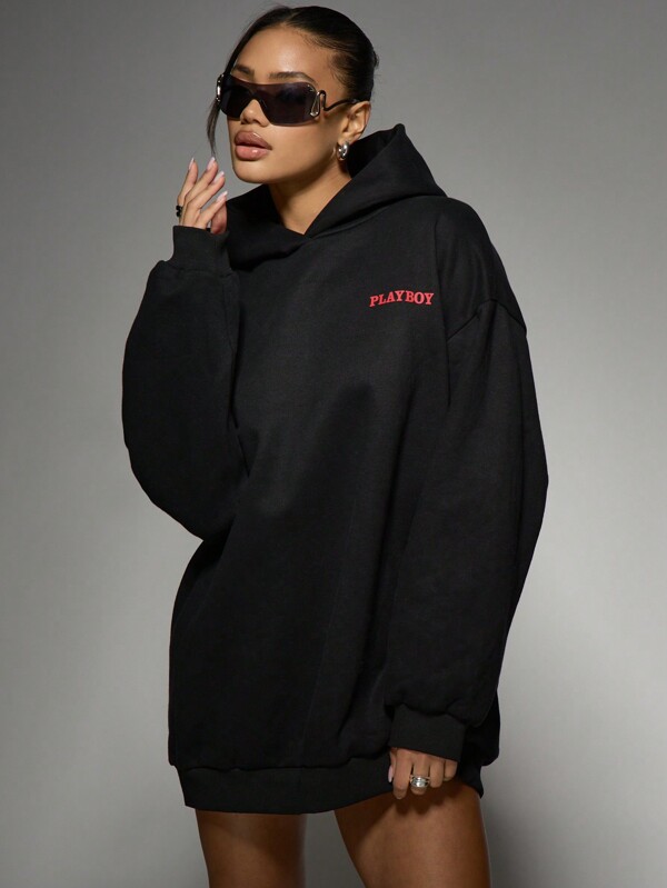 Missguided Missguided X Playboy Limited Edition Magazine Bunny Oversized Hoodie Sweatshirts