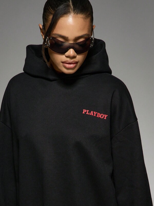 Missguided Missguided X Playboy Limited Edition Magazine Bunny Oversized Hoodie Sweatshirts