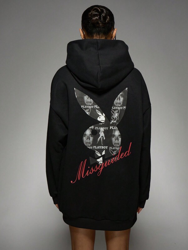 missguided Missguided x Playboy Limited Edition Magazine Bunny Oversized Hoodie Sweatshirts