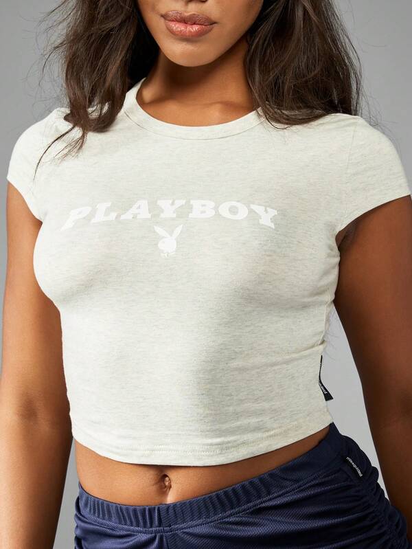 Missguided Missguided X Playboy Logo Bunny Print Graphic Baby Tee