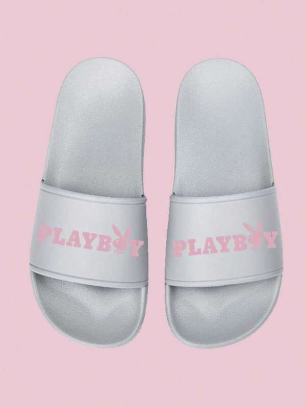 Missguided Missguided X Playboy Logo Pool Slides Bath Slippers