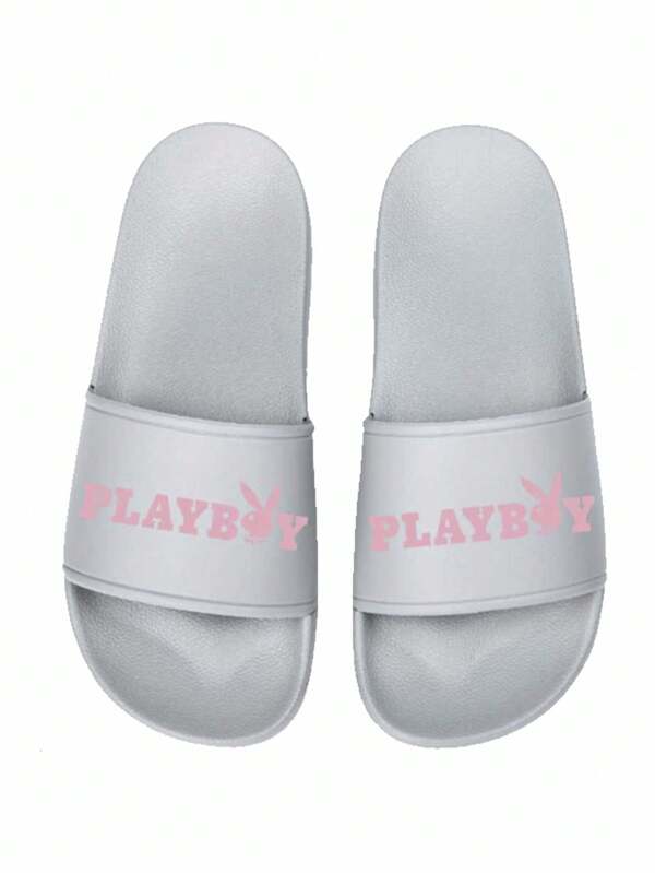 missguided Missguided x Playboy Logo Pool Slides Bath Slippers