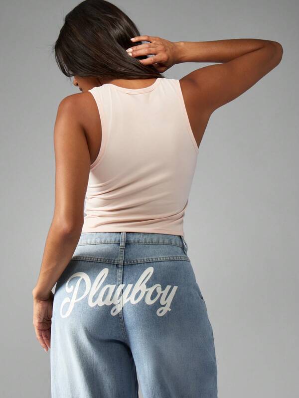 Missguided Missguided X Playboy Logo Print Tank Top Racerback Cami