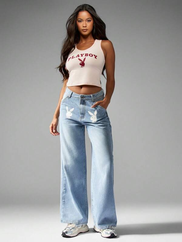 Missguided Missguided X Playboy Logo Print Tank Top Racerback Cami