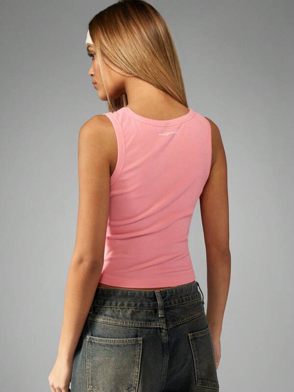 Missguided Missguided X Playboy Logo Ribbed Racerback Tank Top
