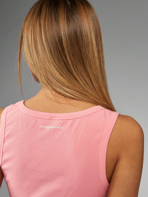 Missguided Missguided X Playboy Logo Ribbed Racerback Tank Top