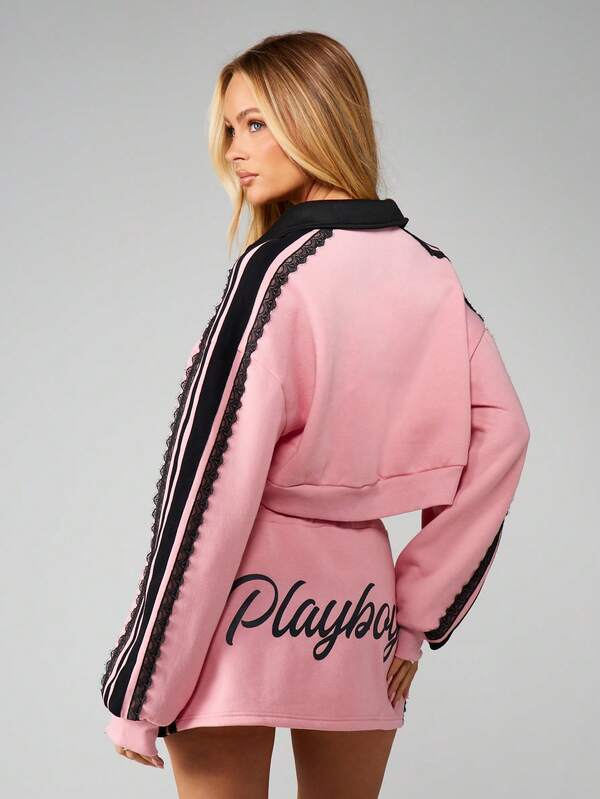 Missguided Missguided X Playboy Logo Sweatshirt With Contrast Trim