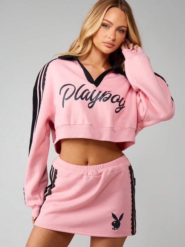 Missguided Missguided X Playboy Logo Sweatshirt With Contrast Trim